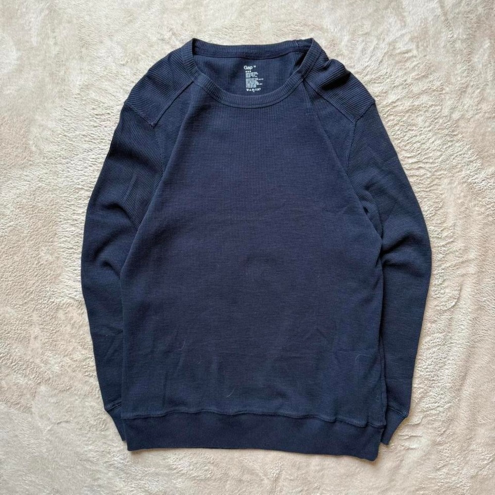 Vintage‎ navy blue waffle knit crewneck sweater